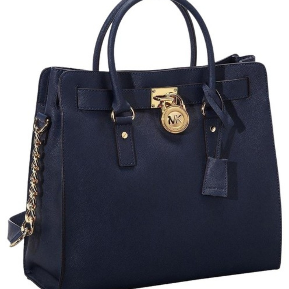 Michael Kors Navy Blue Hamilton Large Satchel